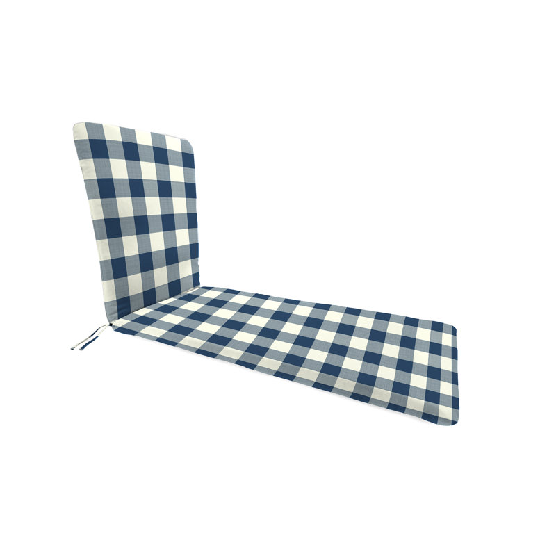 74" x 22" Outdoor Chaise Lounge Cushion with Ties and Loop, Navy Buffalo