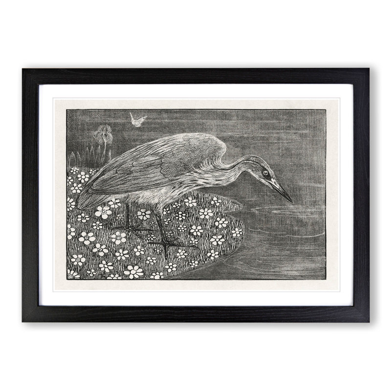 Heron by Theo Van Hoytema - Picture Frame Graphic Art, 27cm H x 36cm W x 2cm D, Black Framed