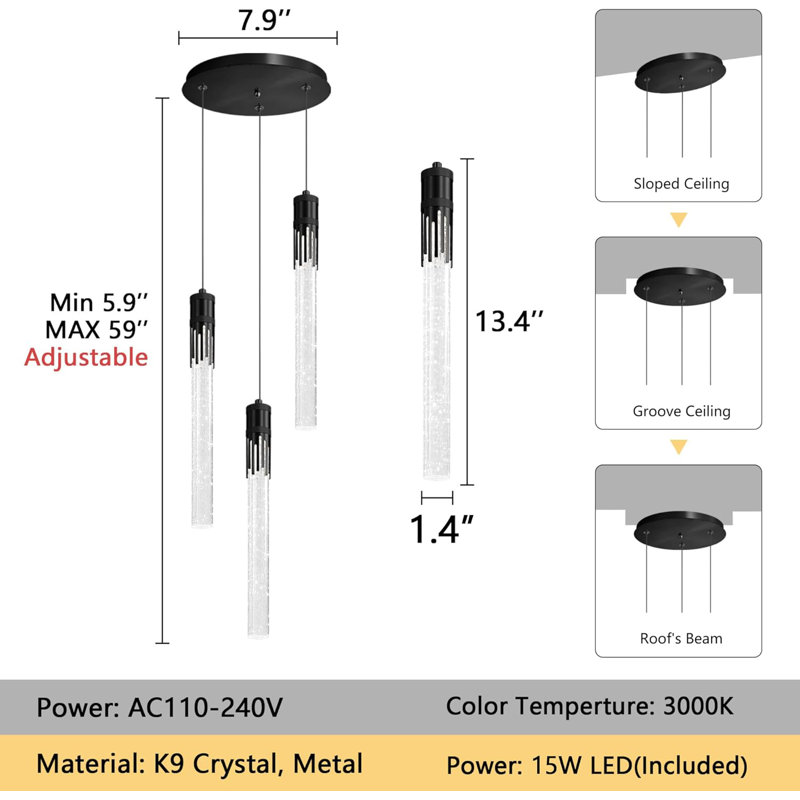 Lustre Modern Pendants, Noir mat