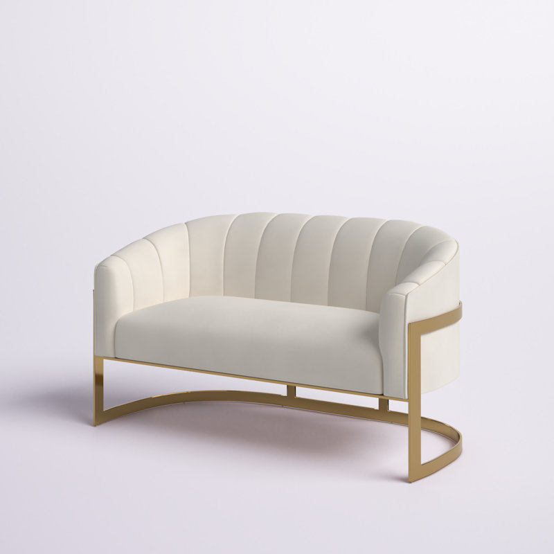 Causeuse en velours Tellico, Velours beige
