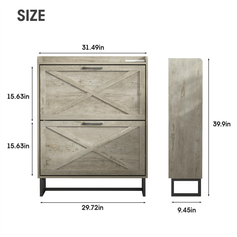 32 Pair Shoe Storage Cabinet, Gray
