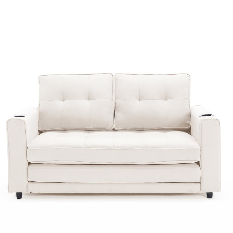 {Vidéo fournie} Canapé-lit convertible 3-en-1 pour futon, Beige