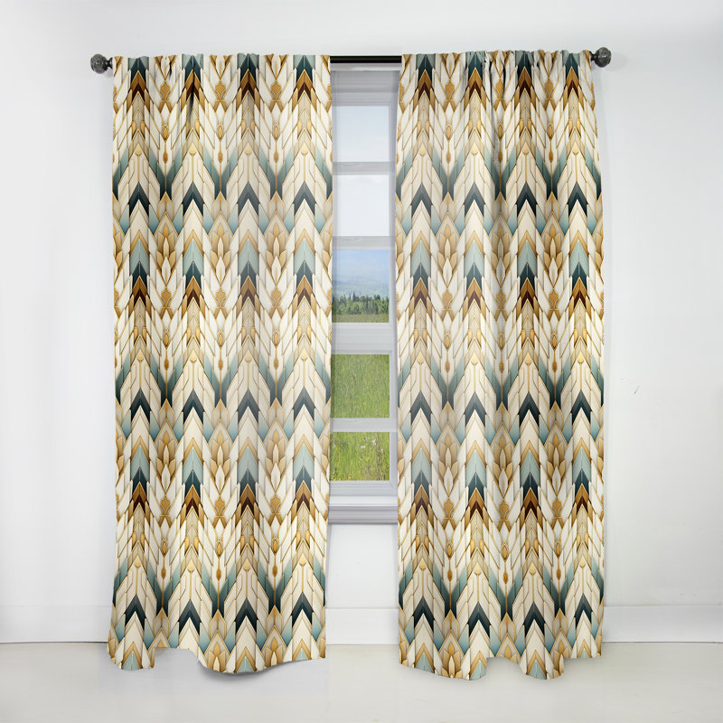 Motif à chevrons dorés et bleus Splendor - Rideau à chevrons - Rideau obscurcissant - 1 panneaux, L 52 po x L 108 po