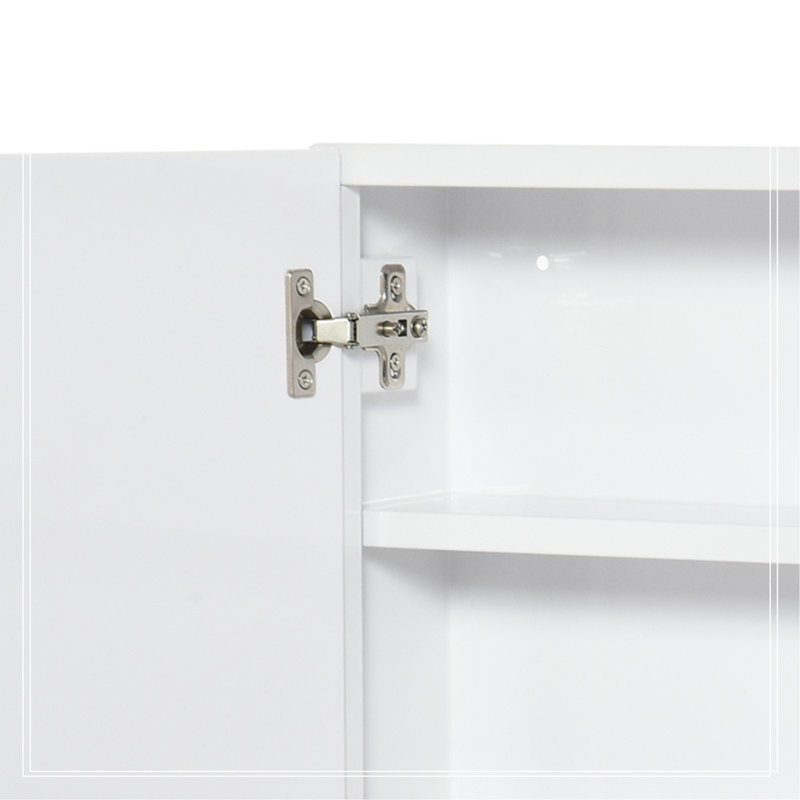 Armoire de salle de bain avec miroir, armoire à pharmacie avec cadre en acier inoxydable, organisateur de rangement mural avec portes doubles