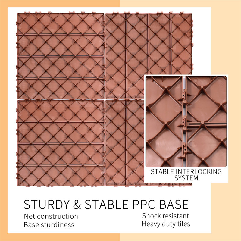 Carreaux de terrasse en plastique emboîtables, Acajou