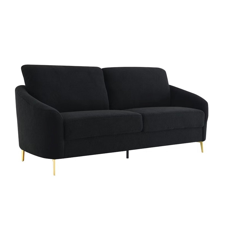 Lisa 2 Piece Boucle Black Living Room Set, Black
