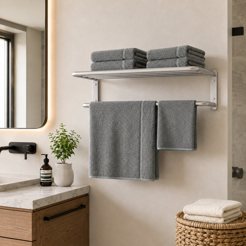 Porte-serviettes mural 21,3 po avec quincaillerie d'installation, Brushed Silver
