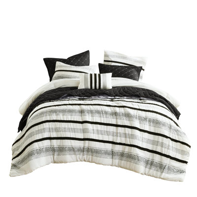 7 Piece Stripe Comforter And Quilt - King. Microfiber Material. Provides Unrivaled Comfort. Soft Silky. Exquisite Pattern. Fits Multiple Bedroom Themes. To Wrinkles Shrinkage. Convenient