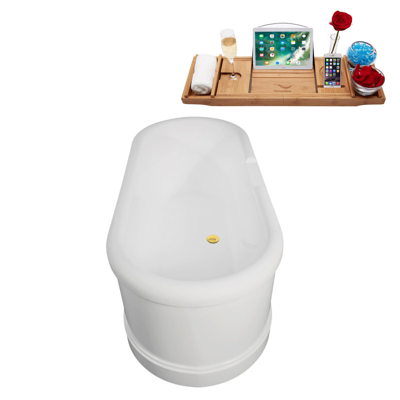 Baignoire autoportante 67 "avec drain interne Streamline, Or poli