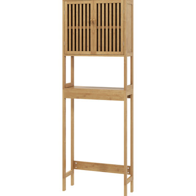 Over Toilet Storage Cabinet Organizer Unit - Modern Bathroom Solution With Adjustable Shelving And Open Area Shelf