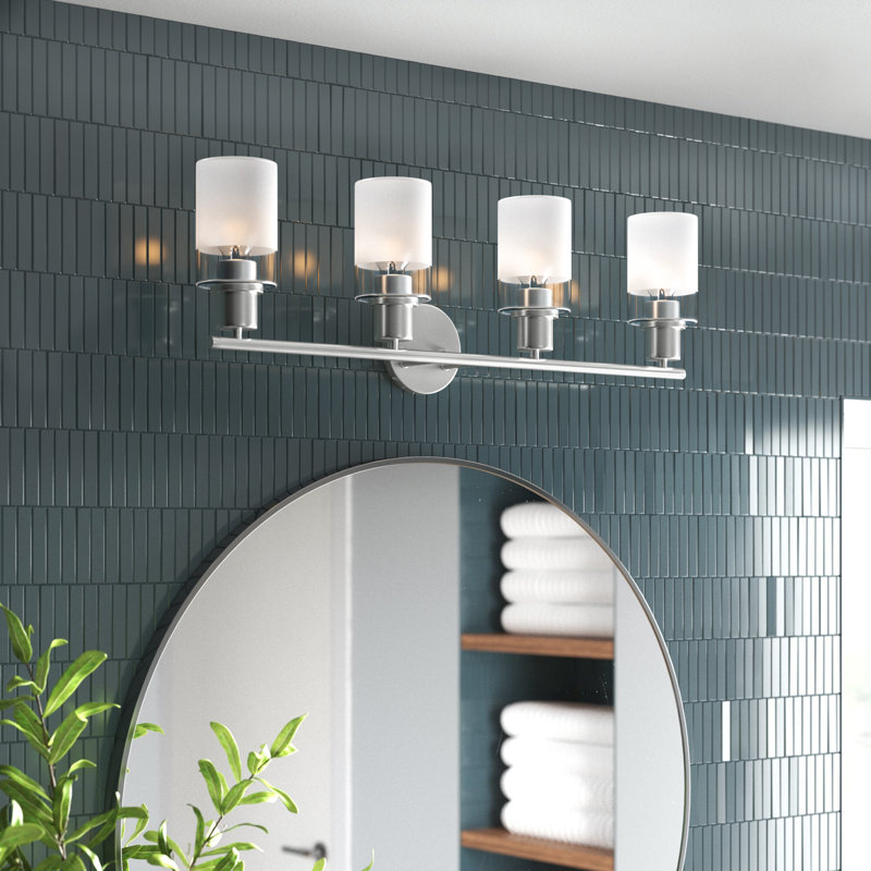 Éclairage pour meuble-lavabo à intensité variable Amierah, Nickel brossé, 3 lumières