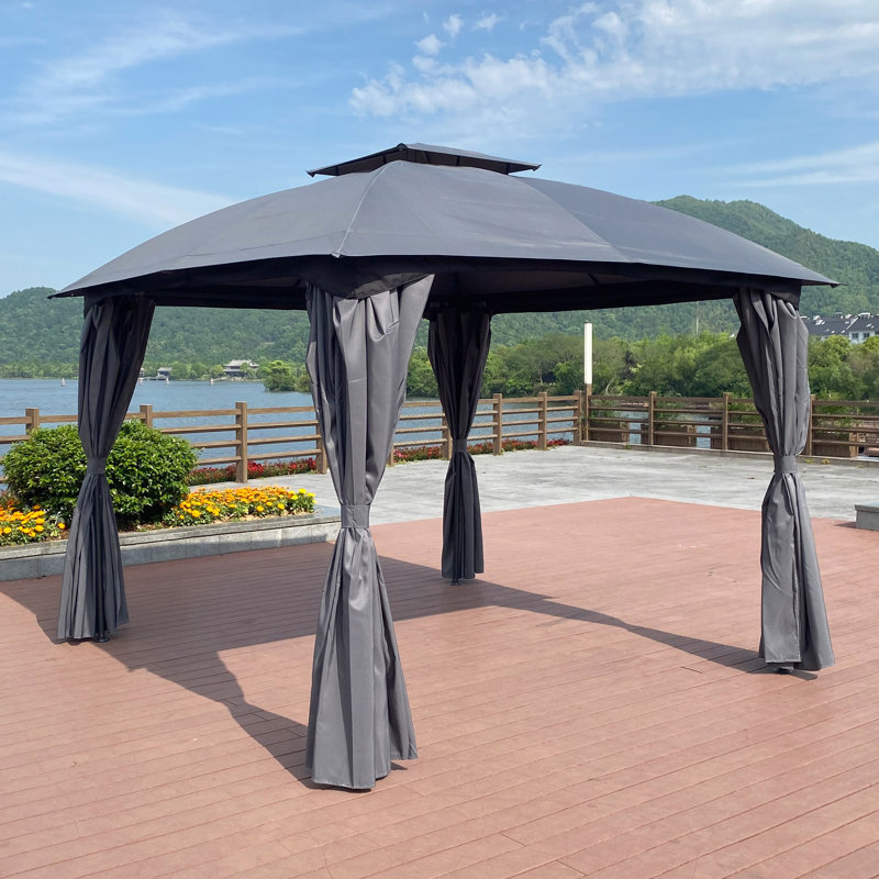 Tente de jardin pour terrasse avec rideaux 10 x 10 pi, Gris