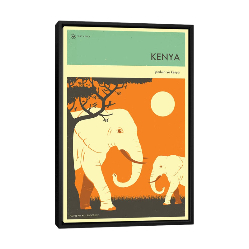 « kenya ii », reproduction d’impression sur toile, H 26 po x l 18 po x P 1,5 po, Toile avec cadre noir, Pas de tapis