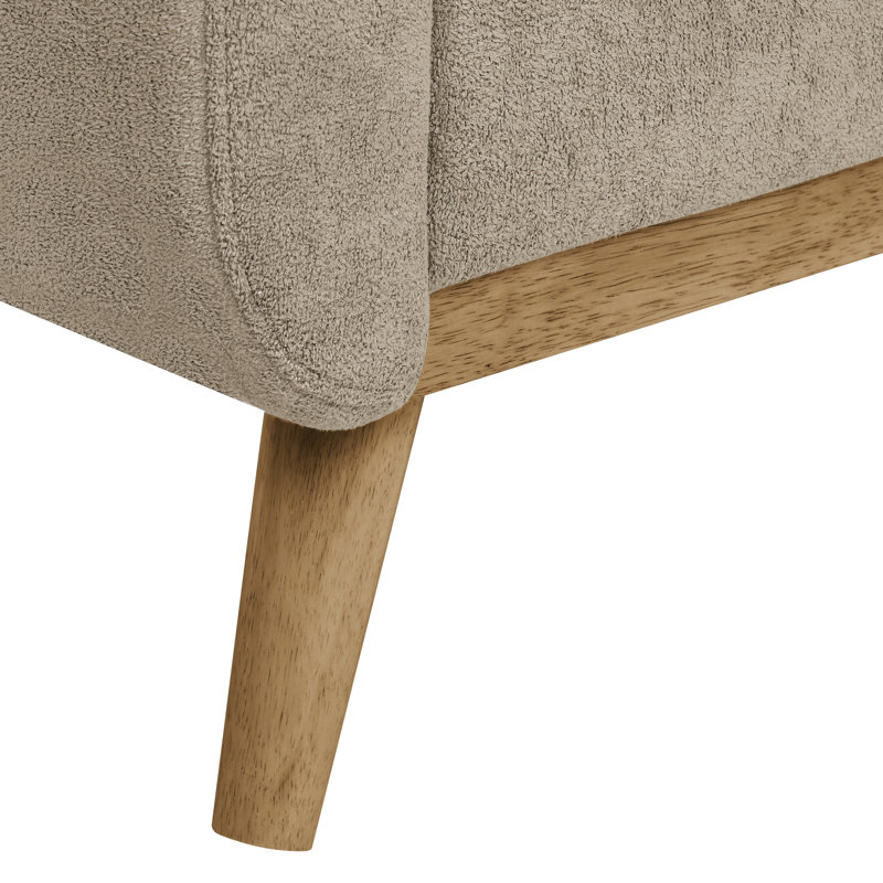 67.7" Wide Mid - Century Modern Upholstered With Wooden Legs, 34.11 In Height, Reading Lounge Contemporary Solid Wood Camel , Tea