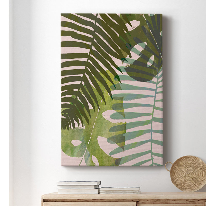 Tropical Tangle I - peinture sur toile tendue, H 18 po x l 12 po x P 1 po