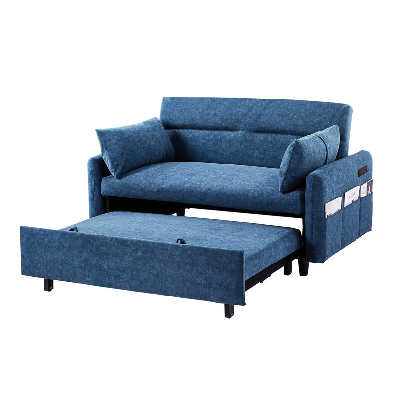 55,1 "bleu avec ajustable et ports - poches de rangement pour lit 2 coussins pour le salon, la chambre à coucher, l'appartement, le bureau et la chambre à coucher