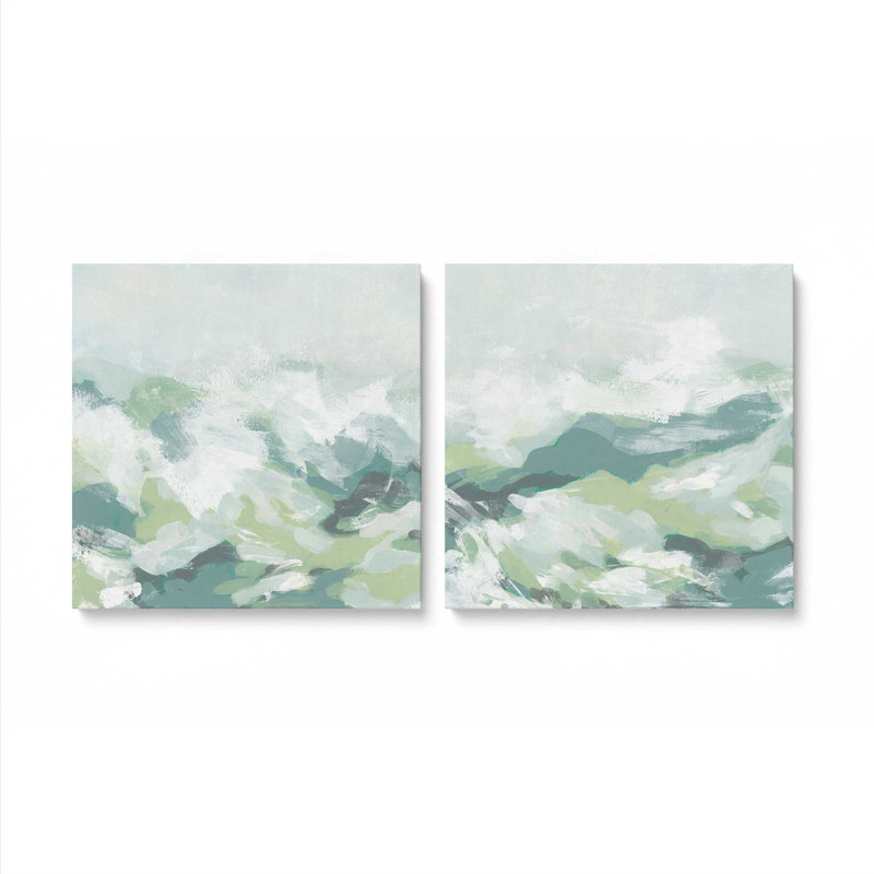 Ensemble de 2 vagues ondulées Verdant, H 12 po x l 24 po, Toile tendue