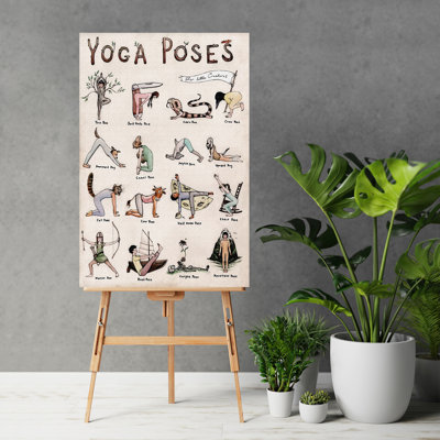 Yoga Illustration - Yoga Poses - 1 Piece Rectangle Graphic Art Print on Wrapped Canvas