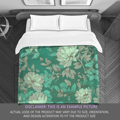 Floral Green/Turquoise Microfiber Comforter