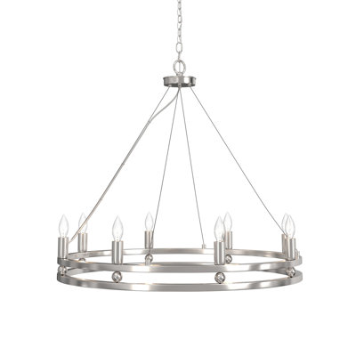 8 - Light Dimmable Wagon Wheel Chandelier