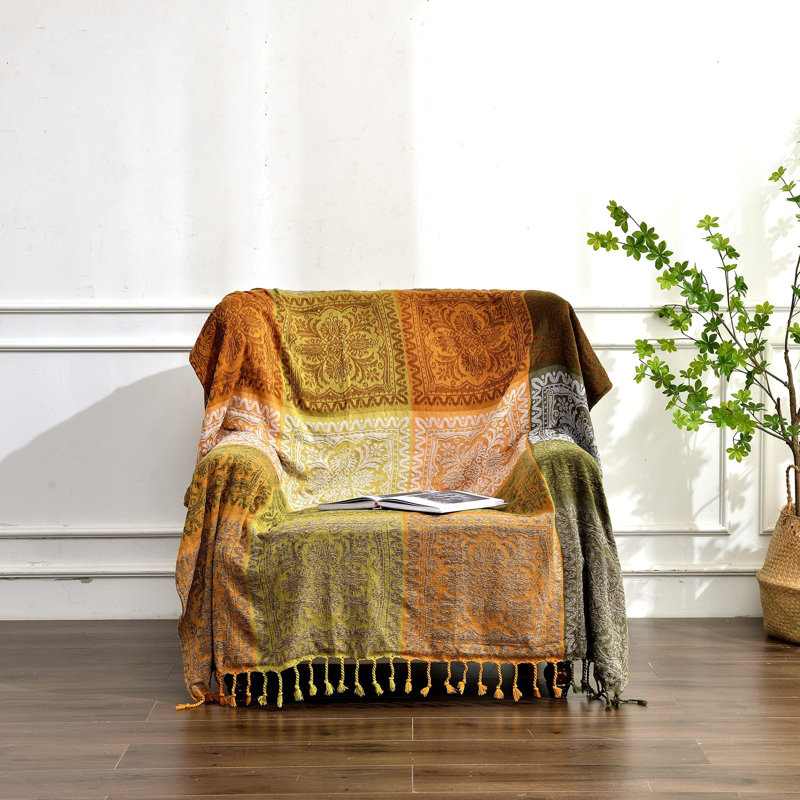 Evelyn Sofa Slipcover, Green/Brown/White, 220cm H x 260cm W