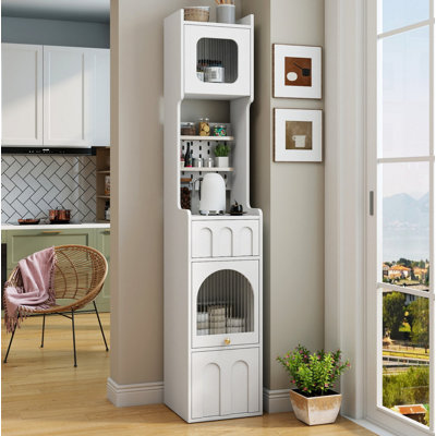 Buffet blanc élégant et multifonctionnel avec portes en verre