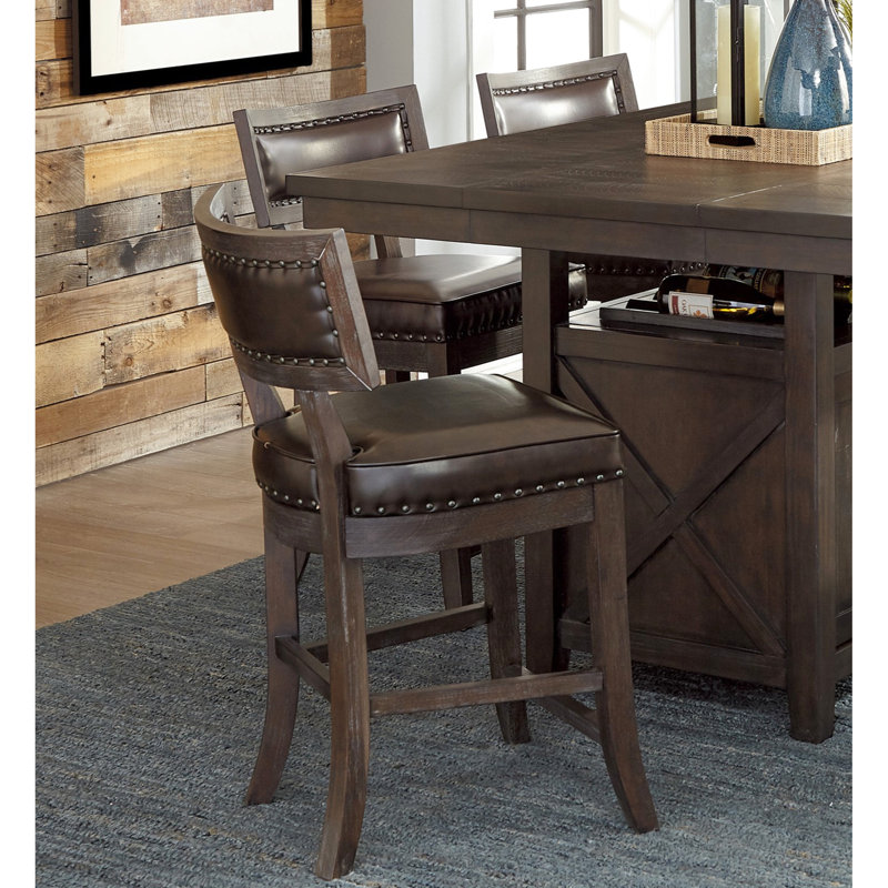 Chaises de hauteur comptoir rustique cerisier foncé, de 2