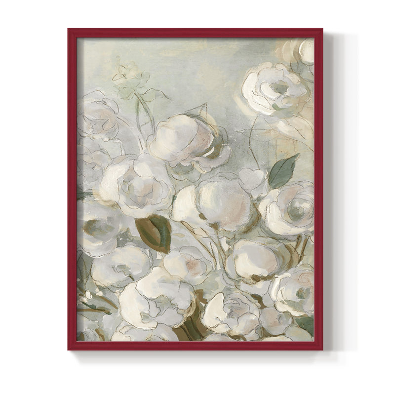«Moonlit Climbing Roses I», reproduction encadrée - bois massif, Rouge, H 10 po x l 8 po
