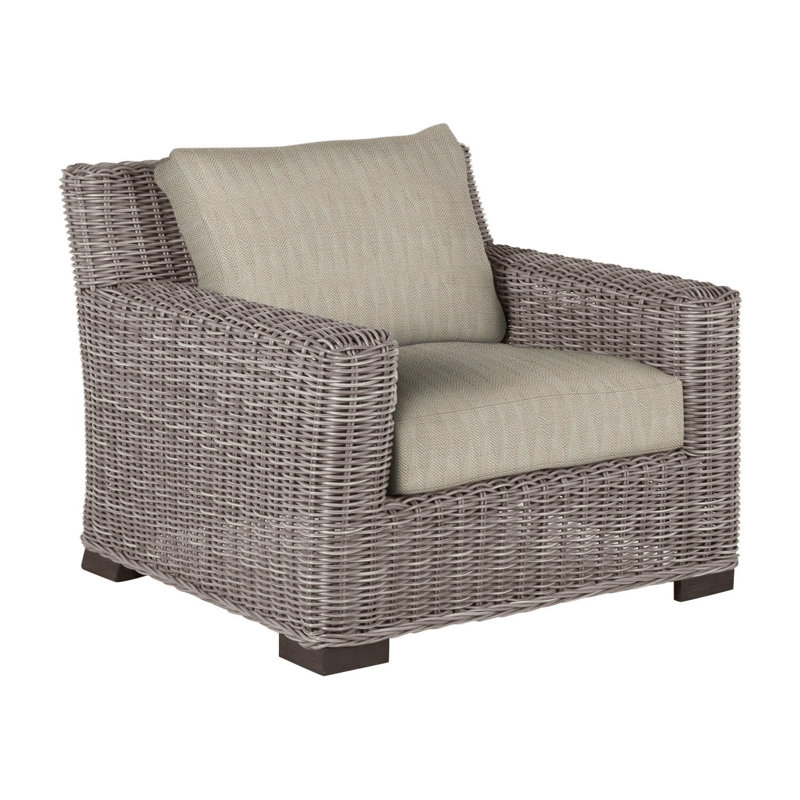 Rustic Woven Lounge Chair, Oyster, Herringbone Sand, No Welt
