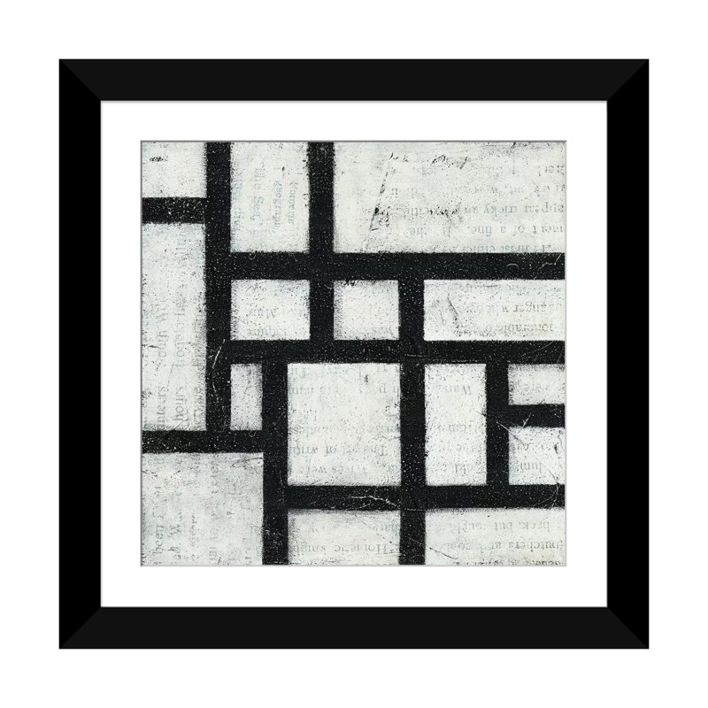 « labyrinthe iii », impression sur toile, H 16 po x l 16 po x P 1 po, Papier d'art encadré noir, Blanc
