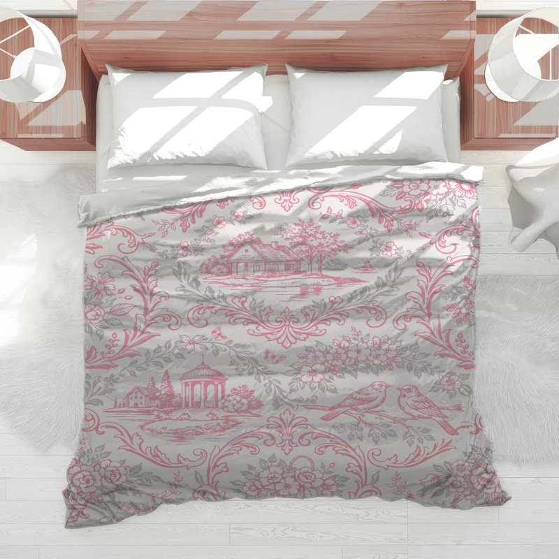 Pink Toile Comforter, Twin