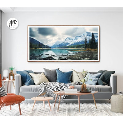 Banff Mountains National Park Poster, Extra Large Horizontal Watercolor Travel Print