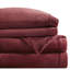 Grand drap 4 pièces bourgogne 100% ultra doux et douillet brossé des deux côtés Draps-housse plats lavables à la machine 2 taies d'oreiller
