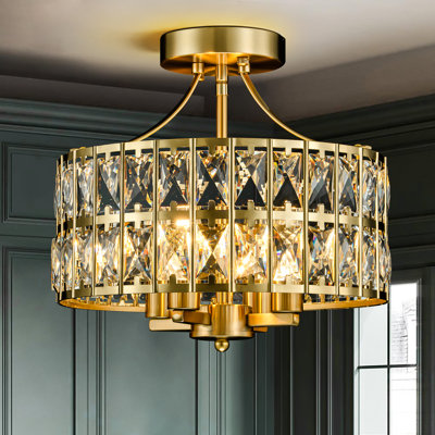 Elonso 4 - Light Dimmable Crystal Drum Semi Flush Mount