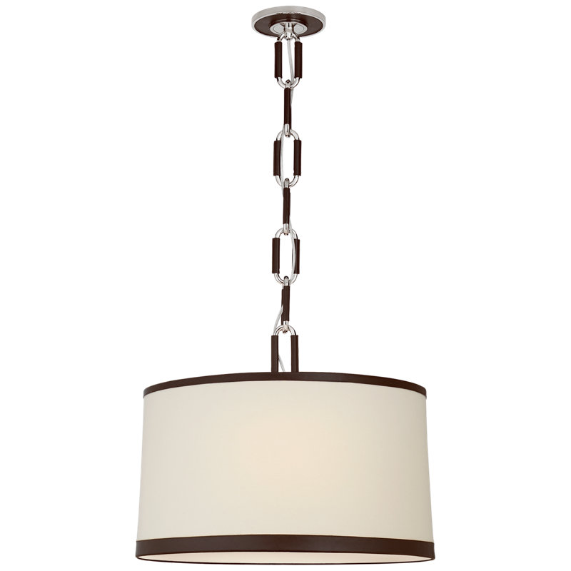 Ralph Lauren Cody 3 Light Chandelier, Polished Nickel/Chocolate Leather, 19"H x 24"W x 24"D