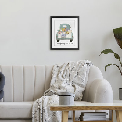 Enjoy The Ride Truck Framed Print Under Glass, design by Lettered and Lined