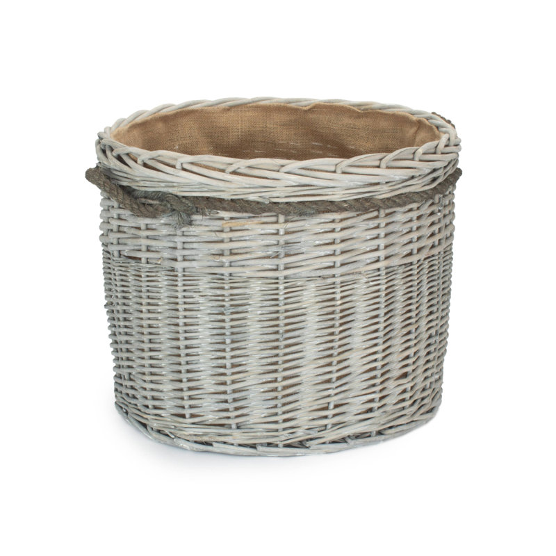 Wicker Log Carrier, 42cm H x 60cm W x 60cm D