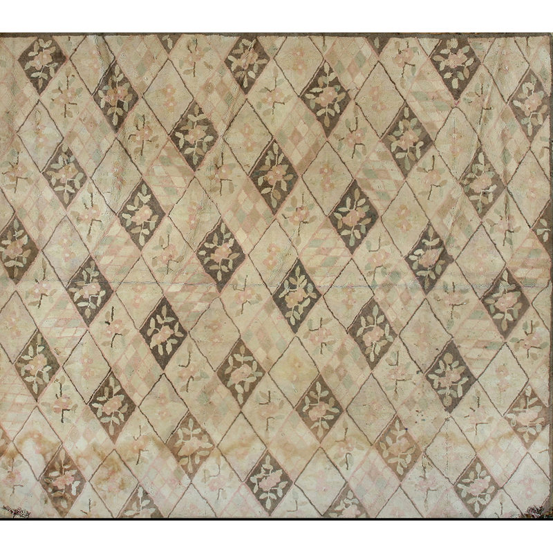 Antique American Hooked Usa Allover Rug