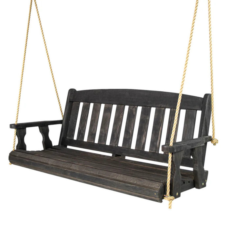 Balancelle de véranda robuste Amish Casual 700 lb (4 pieds, corde), 60", Noir semi-solide