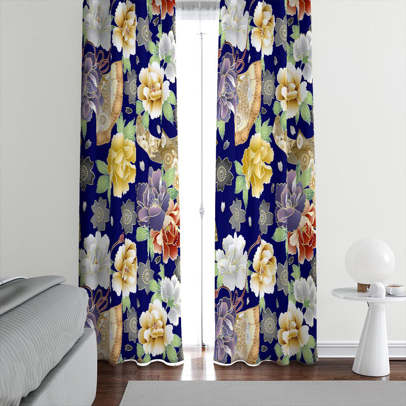 Panneau de rideau floral semi-transparent, L 20 po x L 82 po