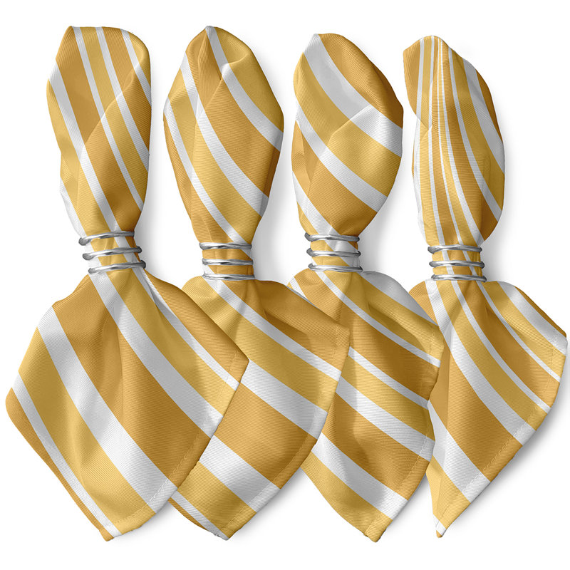 Laurencho Polyester Striped Square Napkin, Yellow