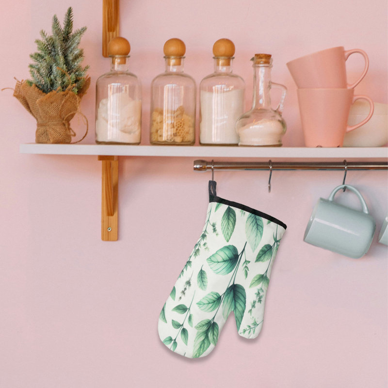 Leafy Mint Vibes Oven Mitt Cotton Twill