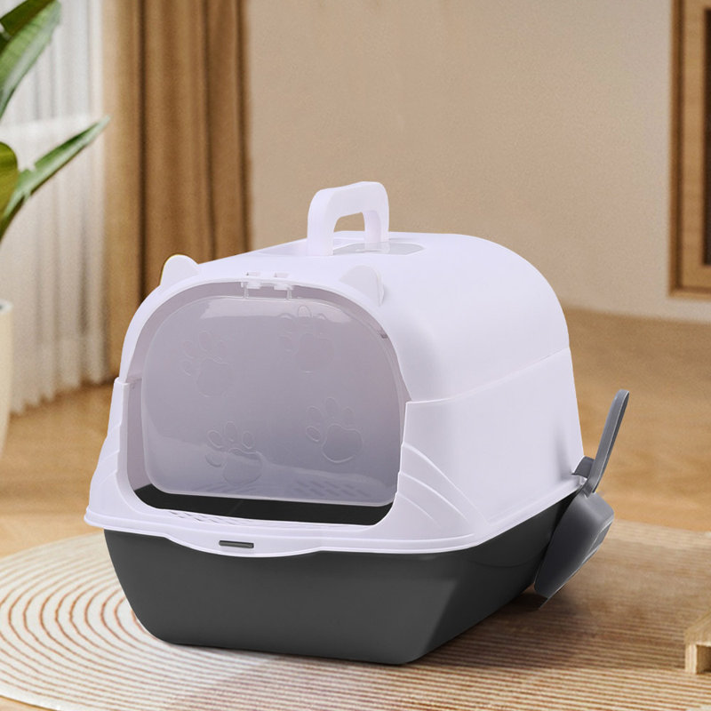Polyethylene Plastic Litter Box with Scoop, Black