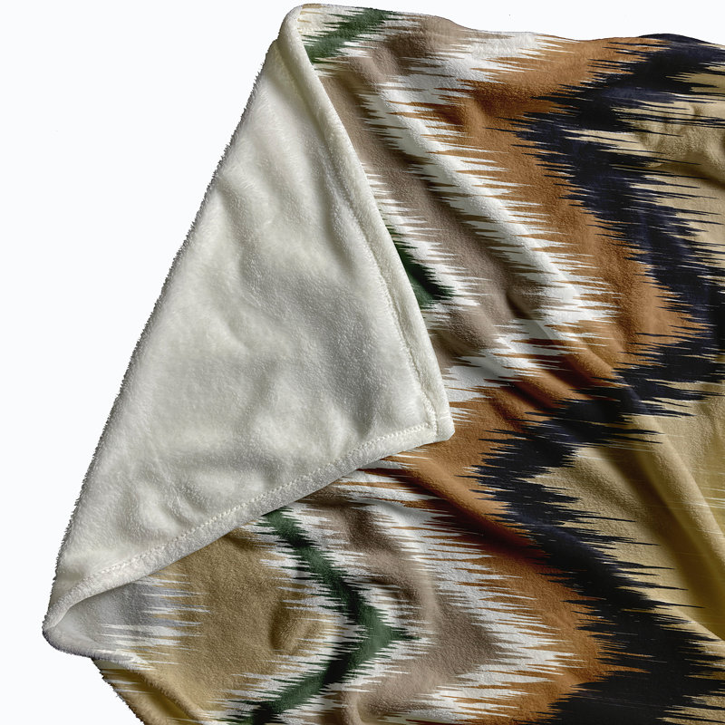 Jeté Ikat-arina, L 60 po x l 50 po, Kaki (Bleu marine / Taupe)