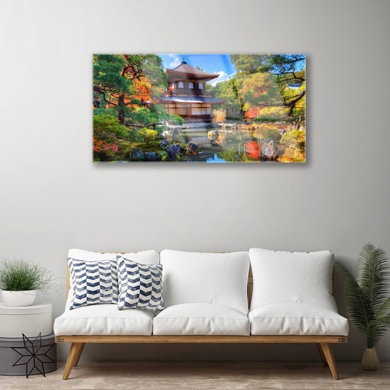 Glass Print Wall Art 100X50cm Image Printed On Glass Decorative Wall Picture Behind Toughened / Tempered Safety Real Glass For Kitchen & Living Room Theme: Housing Garden Landscape