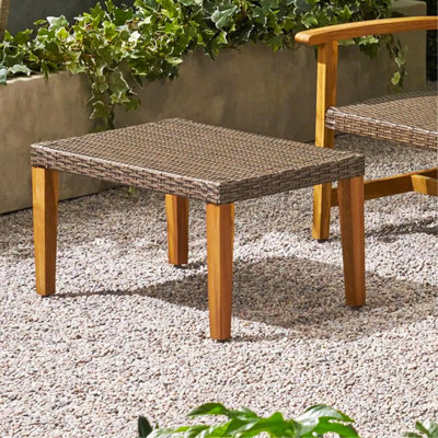 WOOD + WICKER OTTOMAN