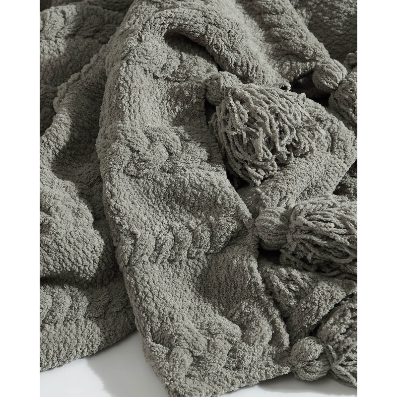 Braided Pom Throw Blanket, Boulder