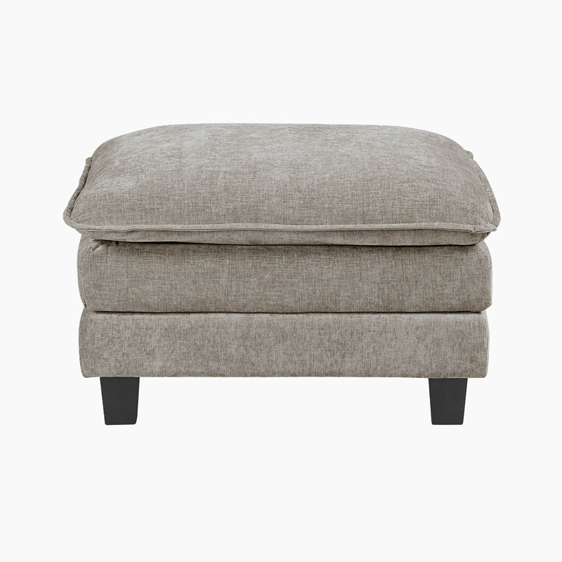 Careen 34" Modern & Contemporary Chenille Ottoman with Durable Plywood Construction, Attached Seat Cushion, Dark Pewter