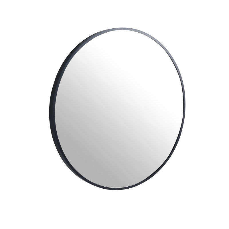 Miroir rond 24 po noir avec construction pour la maison, une charmante salle à manger et un couloir, 1,22 po x 23,82 po