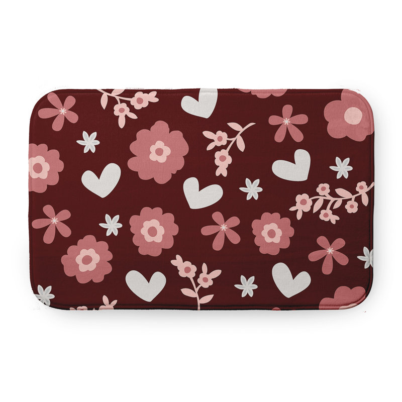 Tapis de bain pour la Saint-Valentin, L 17 po x L 24 po, Rouge